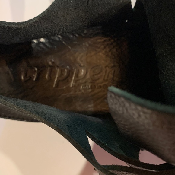 Trippen size 38 Goddess 2” Heel Black Ankle Black Shoe - Picture 10 of 10